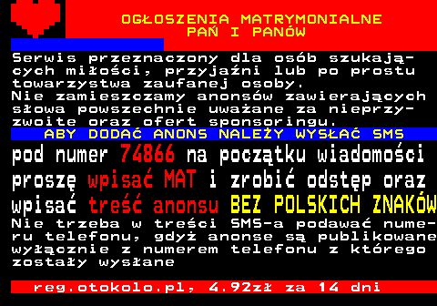 TELEGAZETA POLSAT strona 771 ANONSE MATRYMONIALNE / Pozostałe - Białystok -  podlaskie - (1438110)